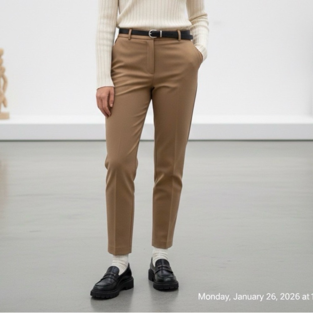 J. Crew Ruby Crop Pant Camel Tan Tapered Trousers Size 12 Minimalist Equestrian